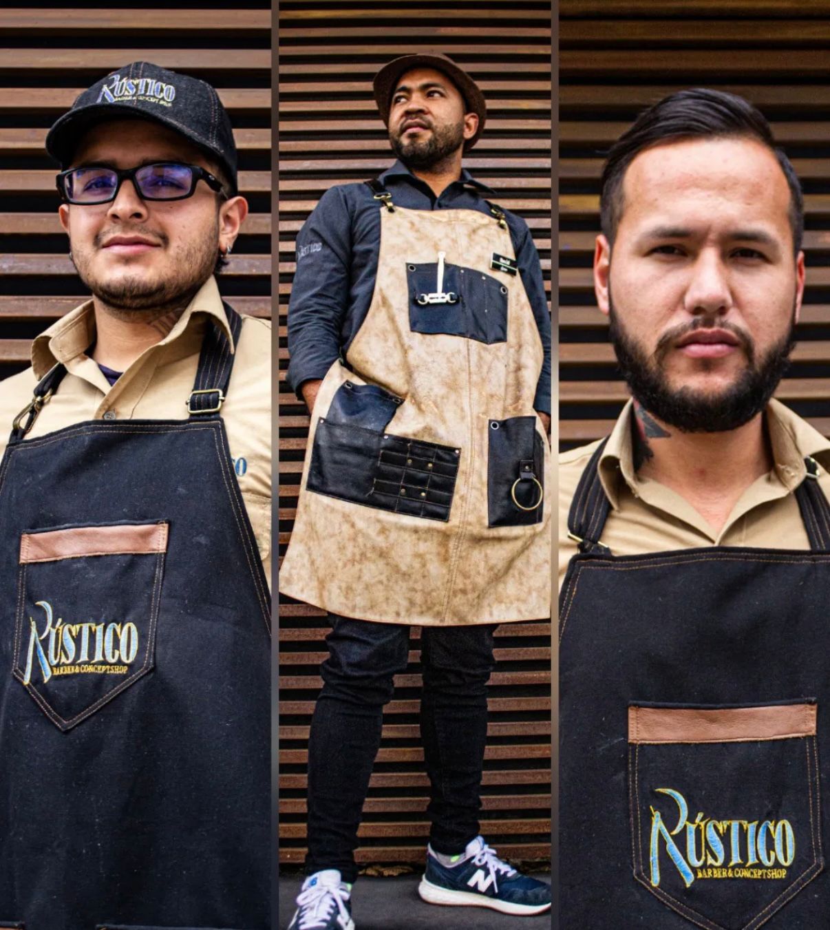 Barberos Rústico con uniformes de la marca
